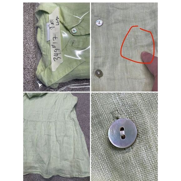 J.Jill Women Love Linen Peplum Back Tunic top sz large Button Up Pintuck Pleated - Picture 5 of 12